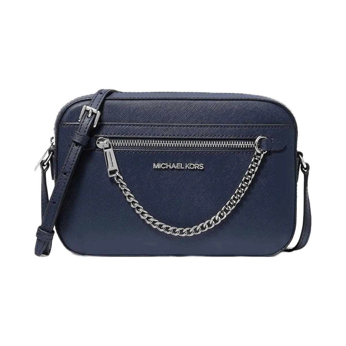 Michael Kors Jet Set Large Saffiano Leather Crossbody Bag Navy