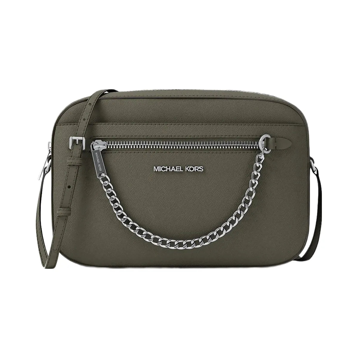 Michael Kors Jet Set Large Saffiano Leather Crossbody Bag Olive