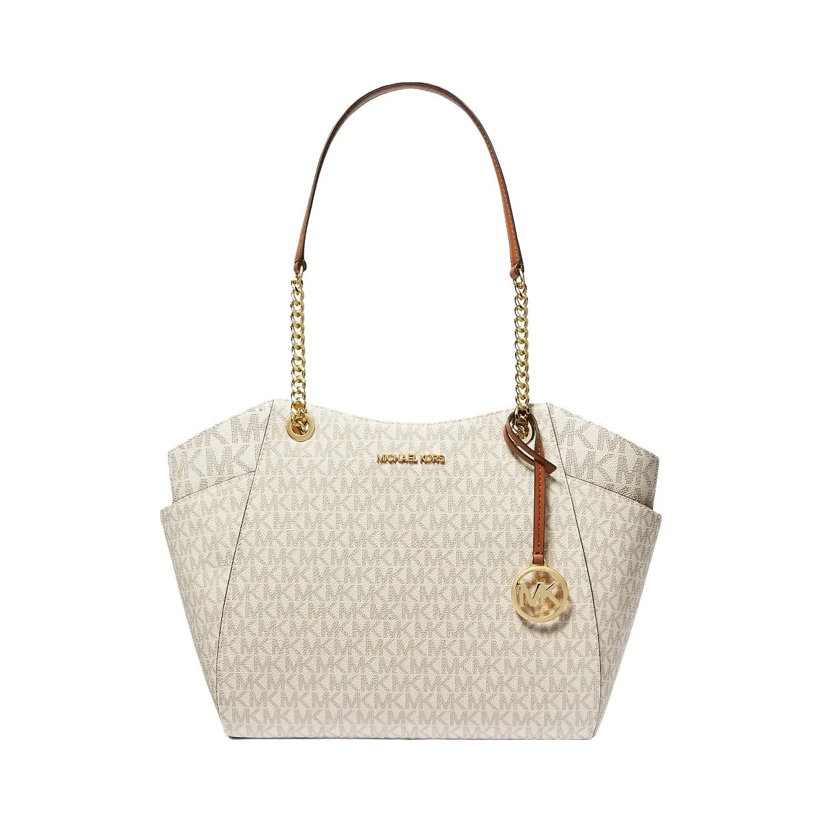 Michael Kors Jet Set Large Signature Logo Shoulder Bag Vanilla