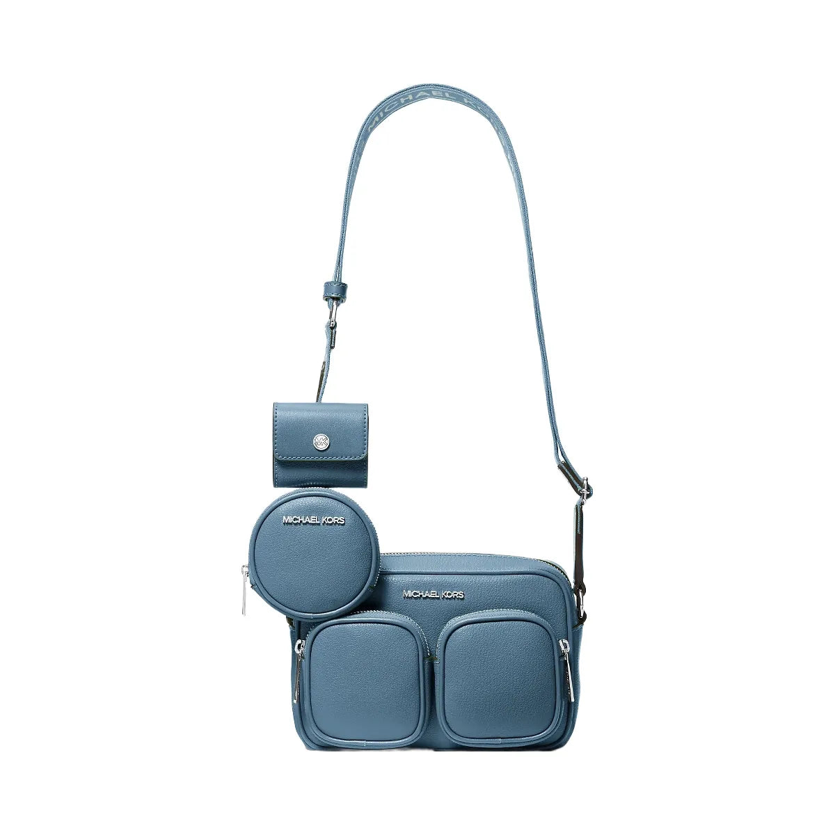 Michael Kors Jet Set Leather Medium Crossbody Bag with Case for Apple Airpods Pro® Cornflower