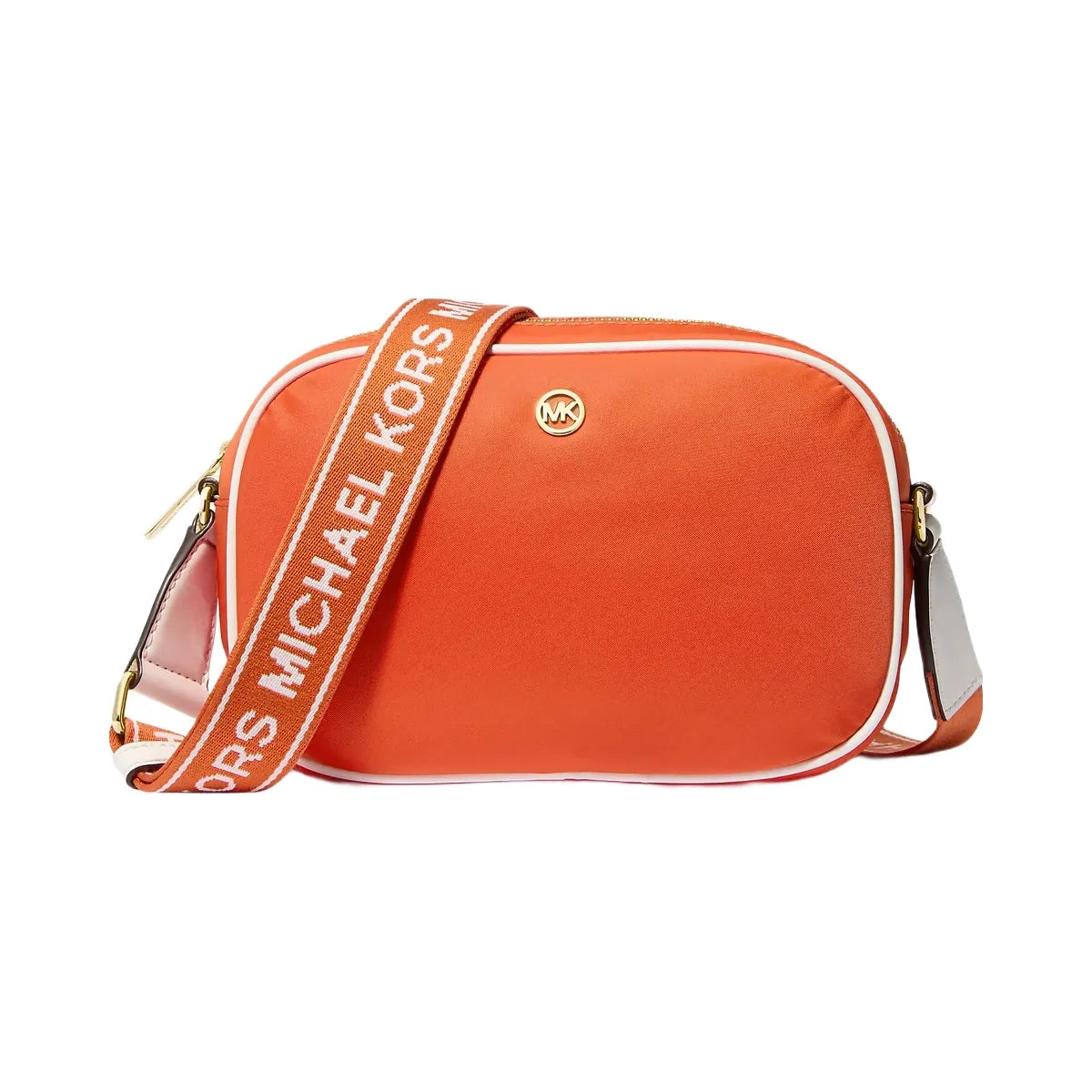 Michael Kors Jet Set Medium Nylon Camera Crossbody Bag Red Clay