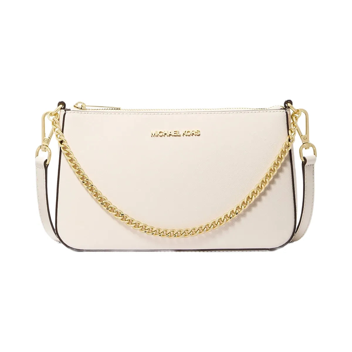Michael Kors Jet Set Medium Saffiano Leather Crossbody Bag Lt Cream