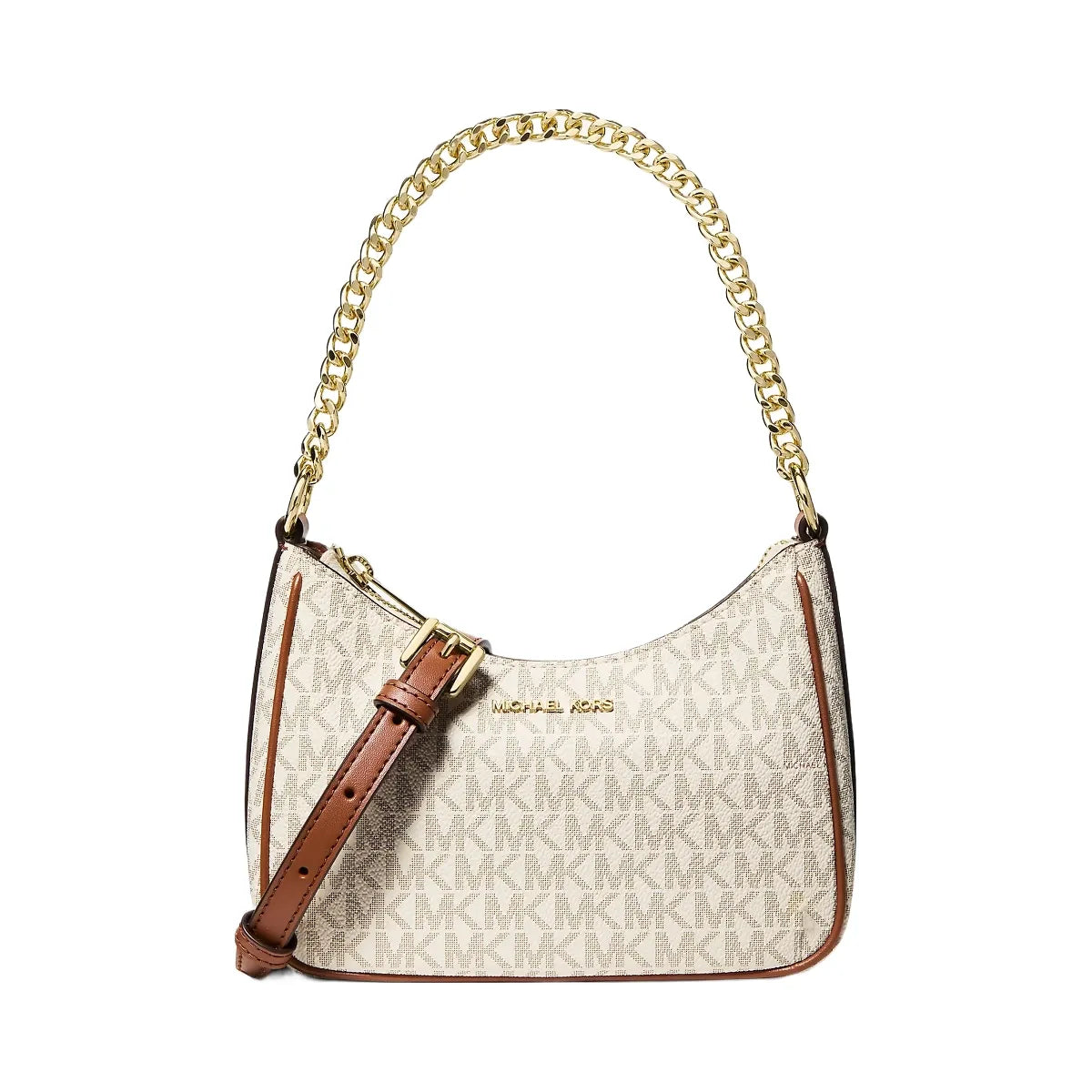 Michael Kors Jet Set Signature Logo Convertible Crossbody Bag Vanilla