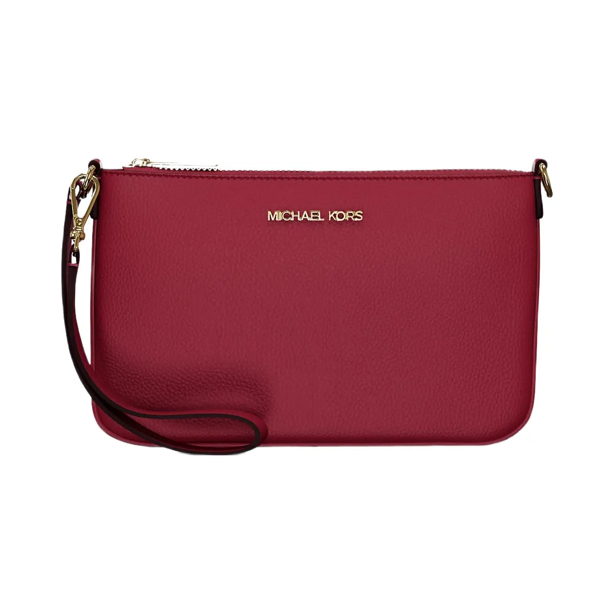 Michael Kors Jet Set Small Pebbled Leather Convertible Wristlet Cherry