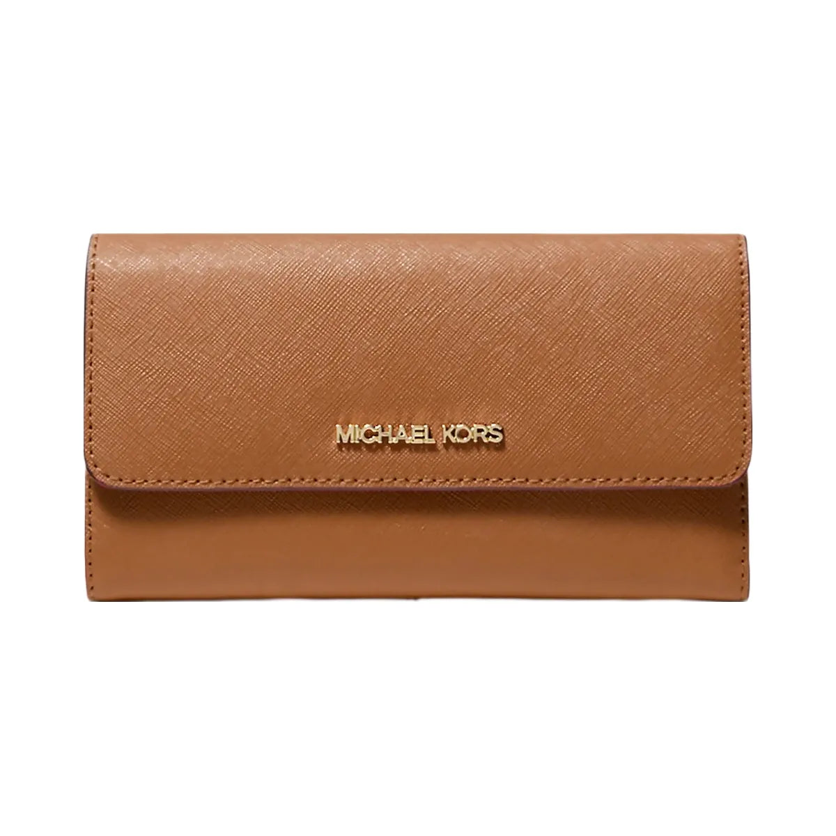Michael Kors Jet Set Travel Crossgrain Leather Tri-Fold Wallet Luggage