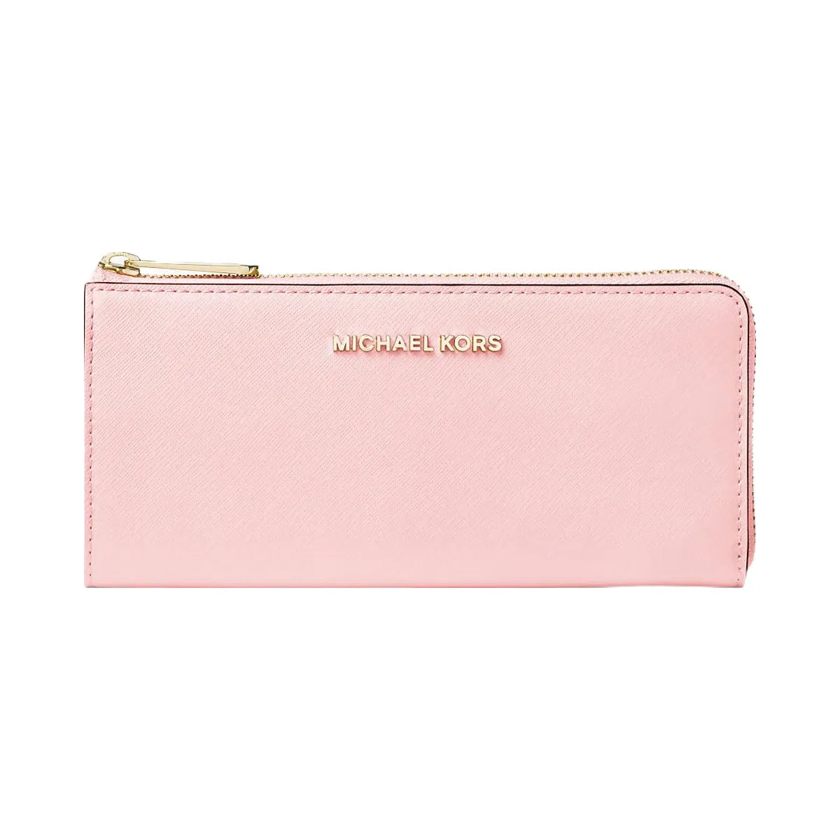 Michael Kors Jet Set Travel Large Saffiano Leather Quarter-Zip Wallet Powder Blush