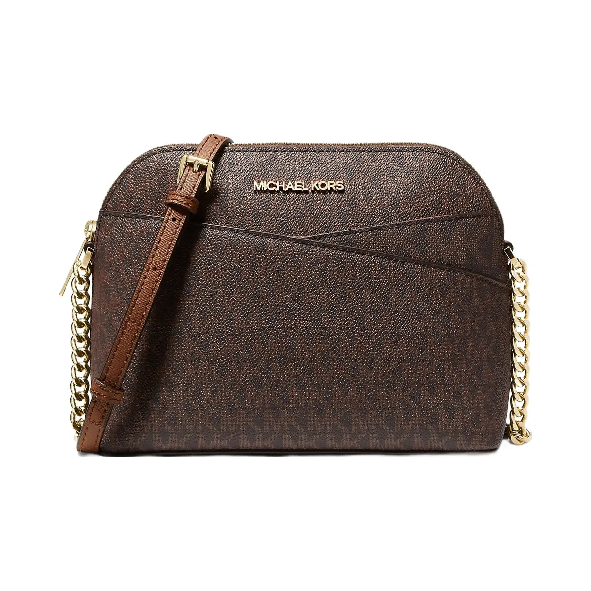 Michael Kors Jet Set Travel Medium Logo Dome Crossbody Bag Brown