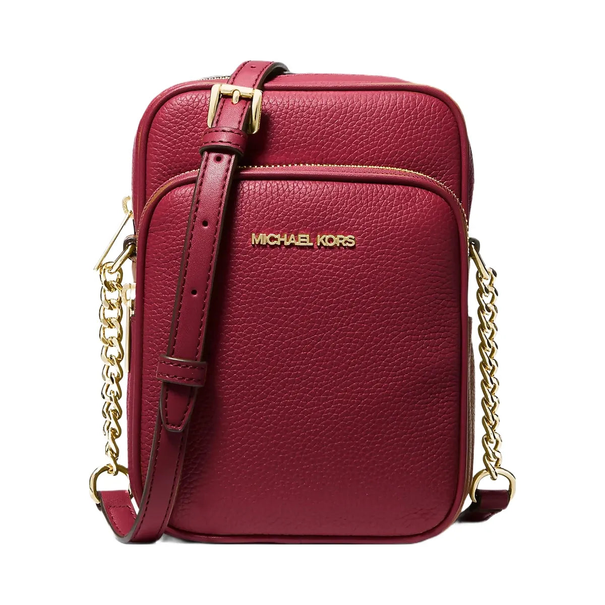 Michael Kors Jet Set Travel Medium Pebbled Leather Crossbody Bag Cherry