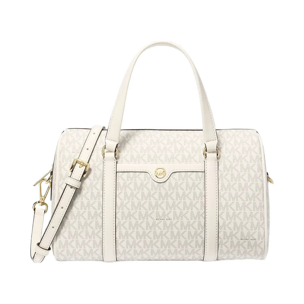 Michael Kors Jet Set Travel Medium Signature Logo Duffel Crossbody Bag Lt Crm Multi