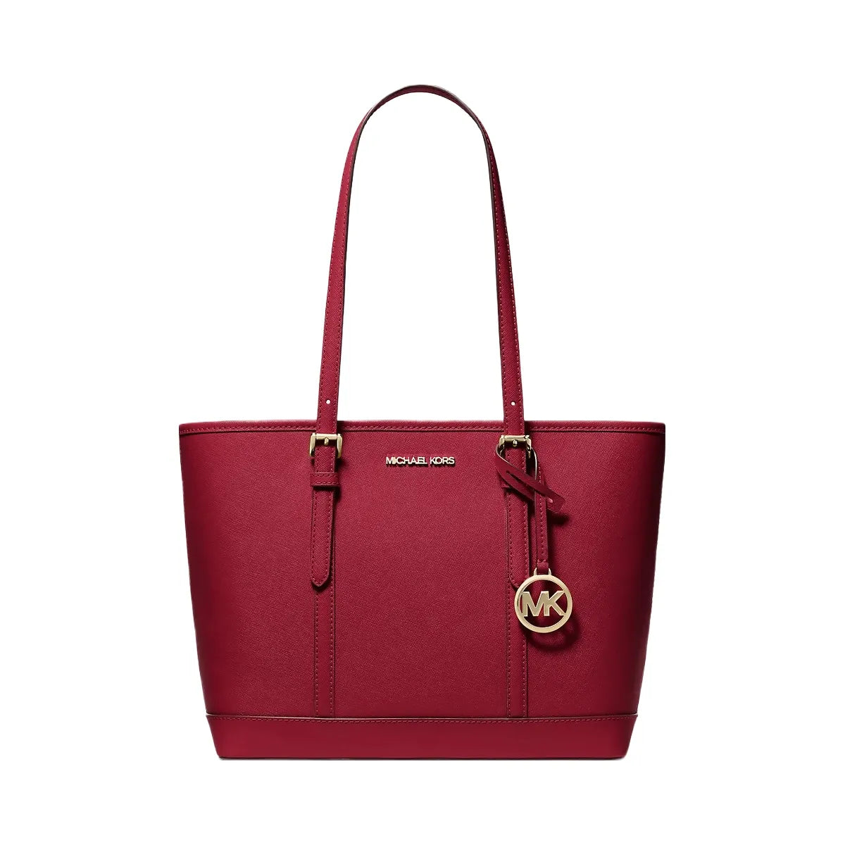Michael Kors Jet Set Travel Small Saffiano Leather Top-Zip Tote Bag Cherry