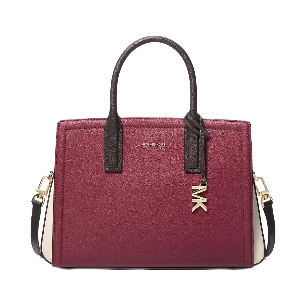 Michael Kors Laila Medium Color-Block Pebbled Leather Satchel Mulberry Mlt
