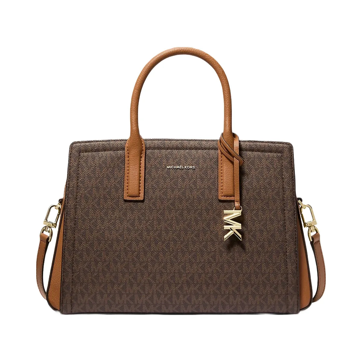 Michael Kors Laila Medium Signature Logo Satchel Brn-Acorn