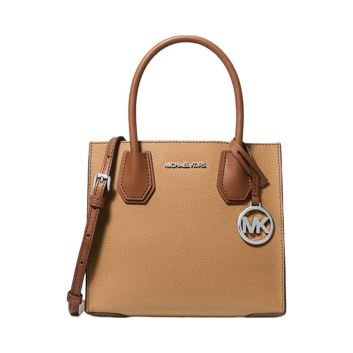 Michael Kors Mercer Medium Pebbled Leather Crossbody Bag Peanut Multi