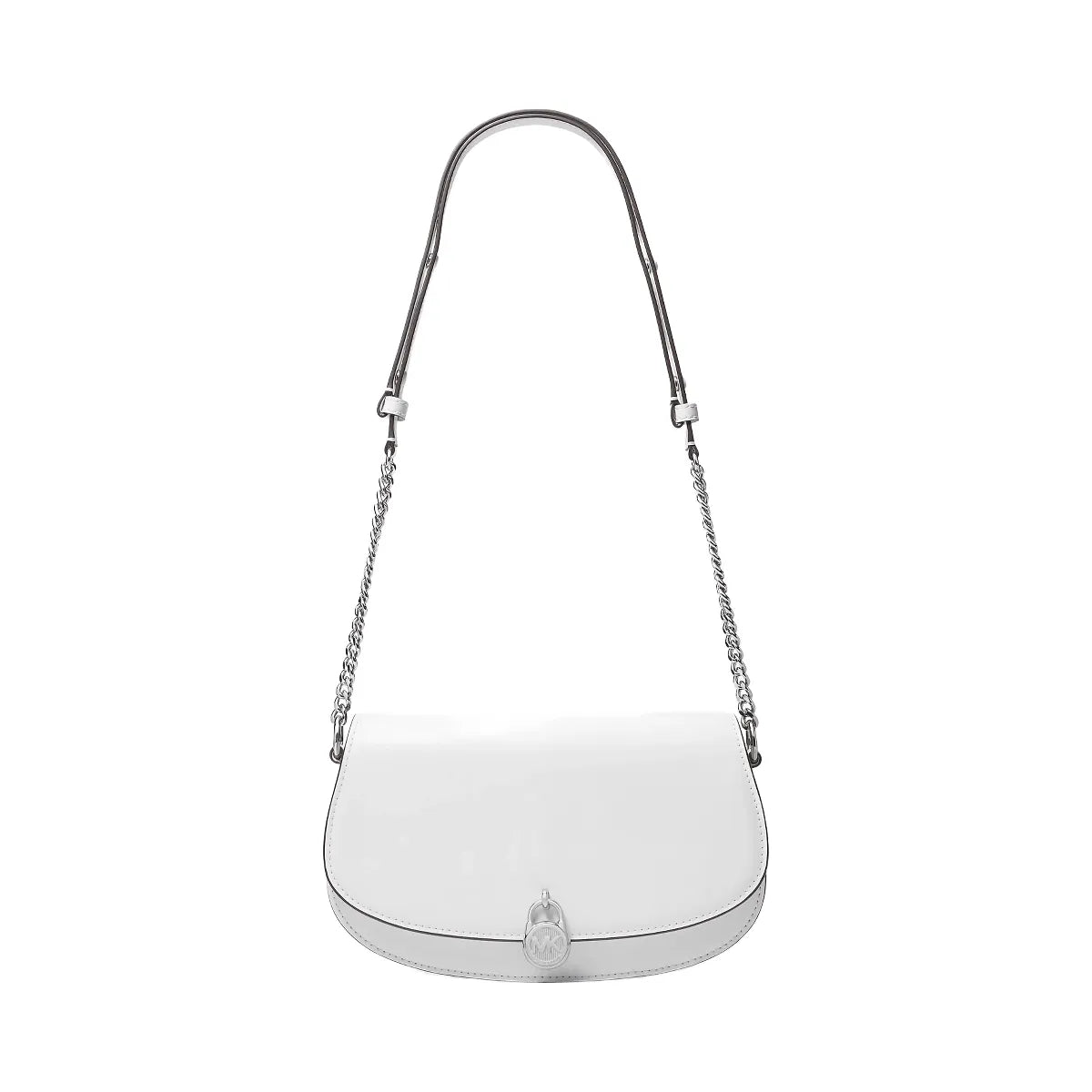 Michael Kors Mila Medium Leather Messenger Bag Optic White
