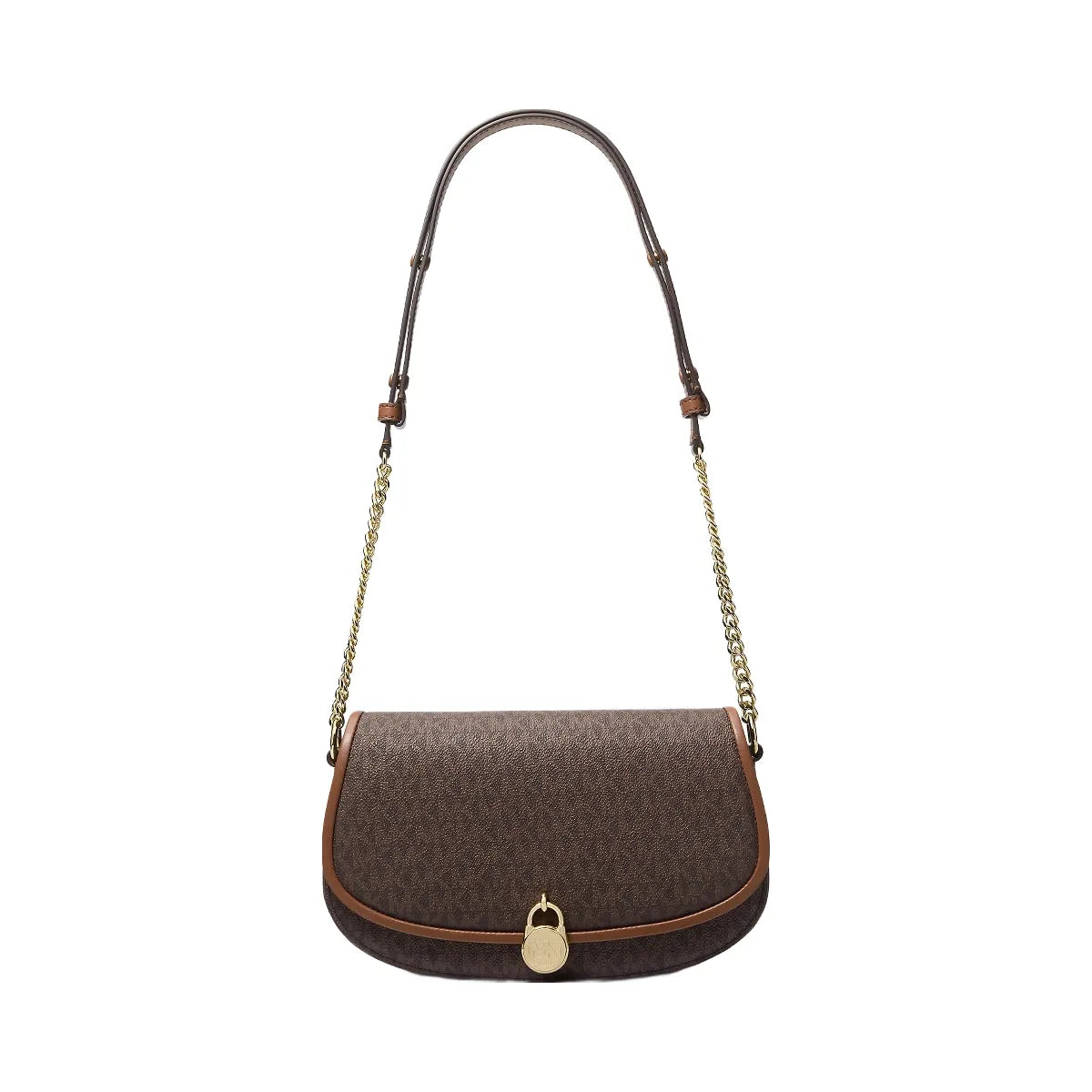 Michael Kors Mila Medium Signature Logo Messenger Bag Brown