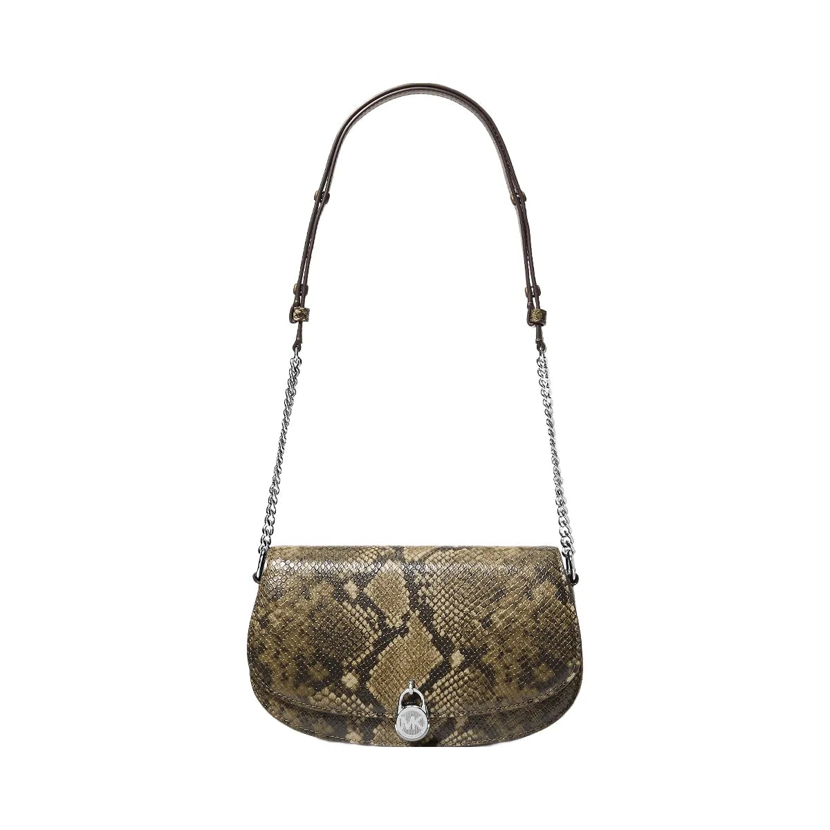 Michael Kors Mila Medium Snake Embossed Messenger Bag Olive