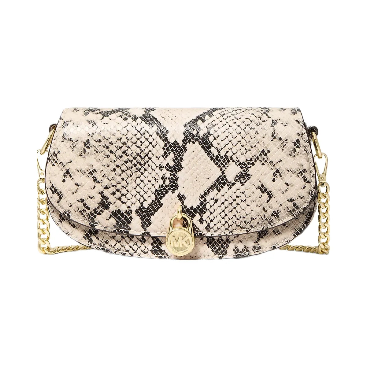 Michael Kors Mila Small Snake Embossed Crossbody Bag Natural