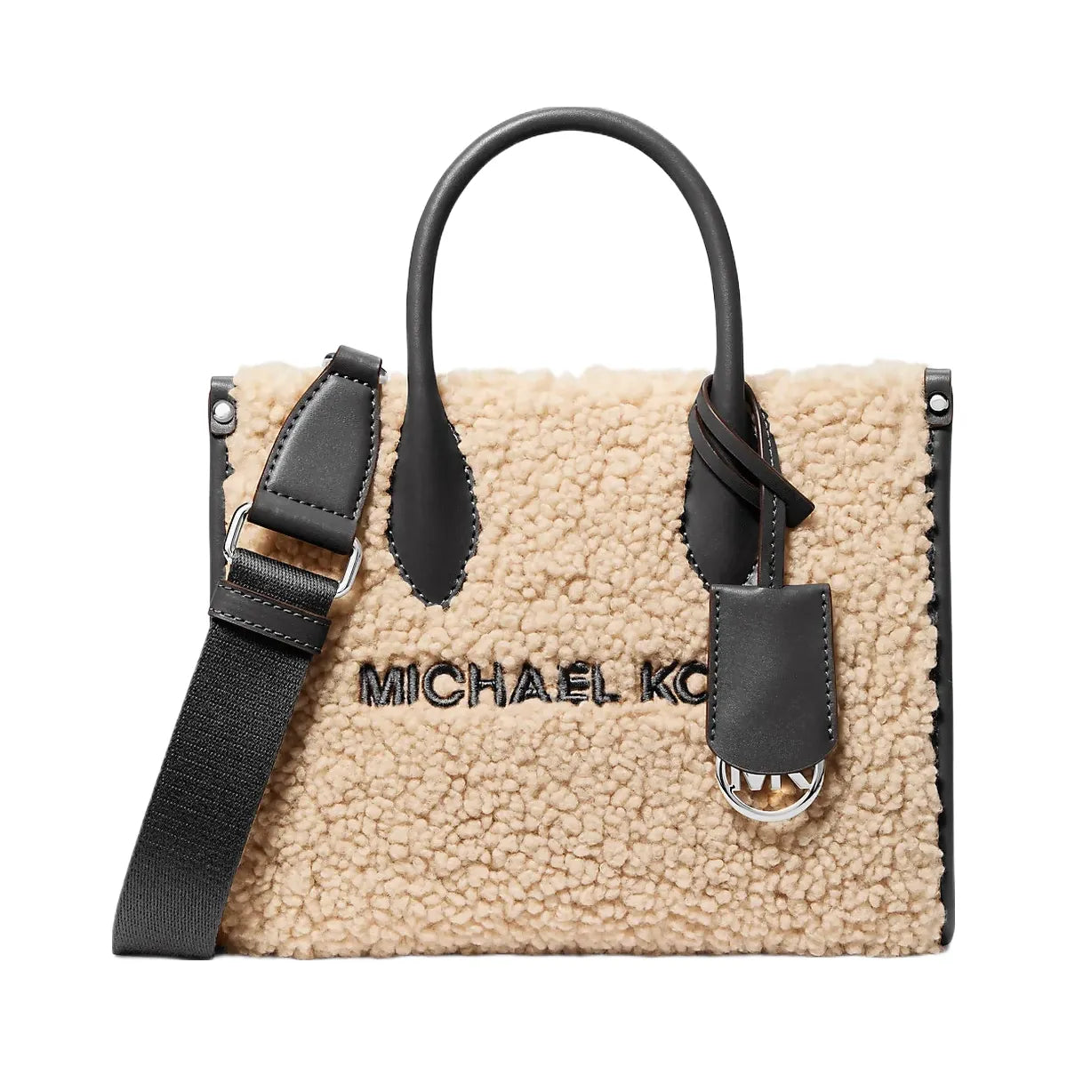 Michael Kors Mirella Small Faux Shearling Crossbody Bag Black