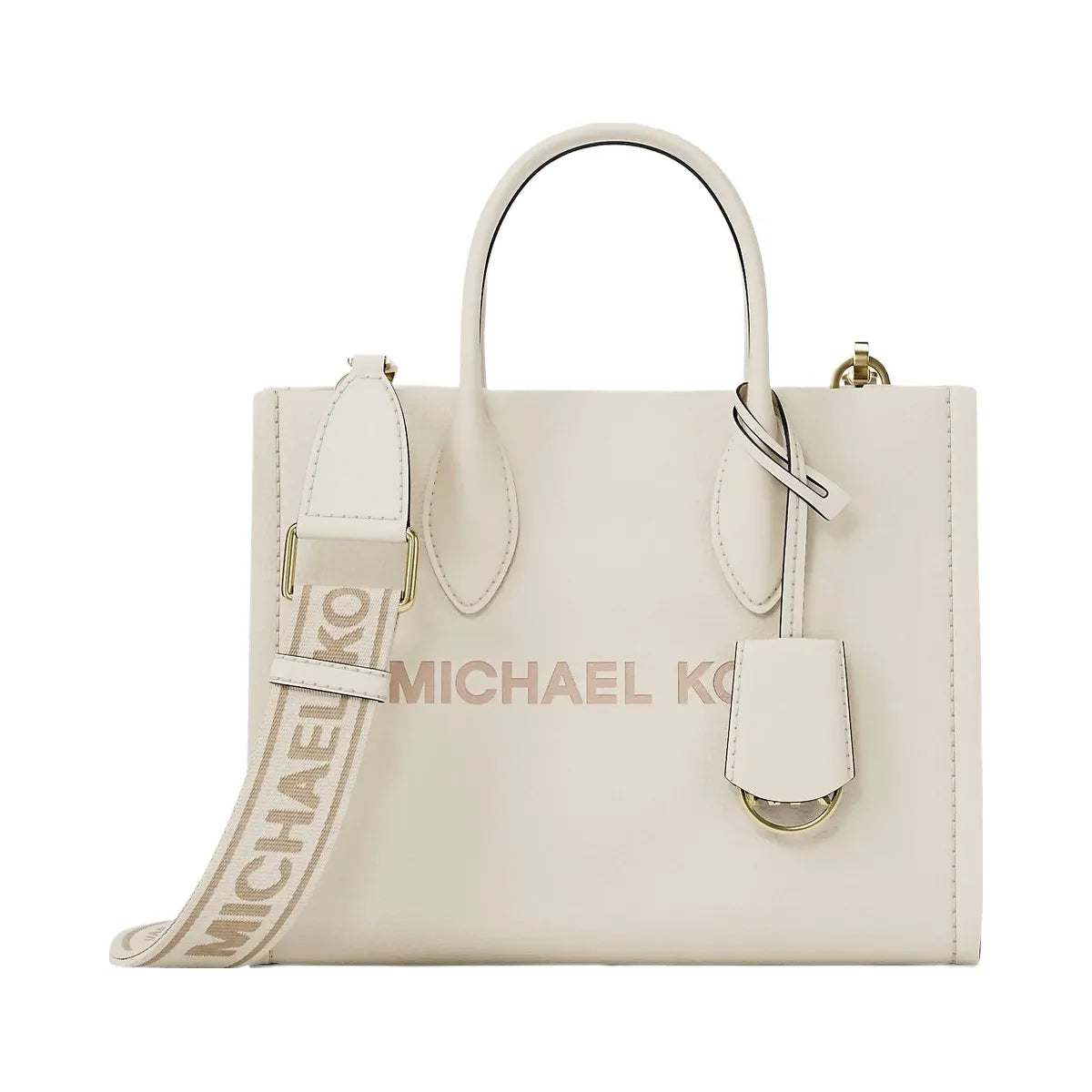 Michael Kors Mirella Small Pebbled Leather Convertible Crossbody Bag Lt Cream