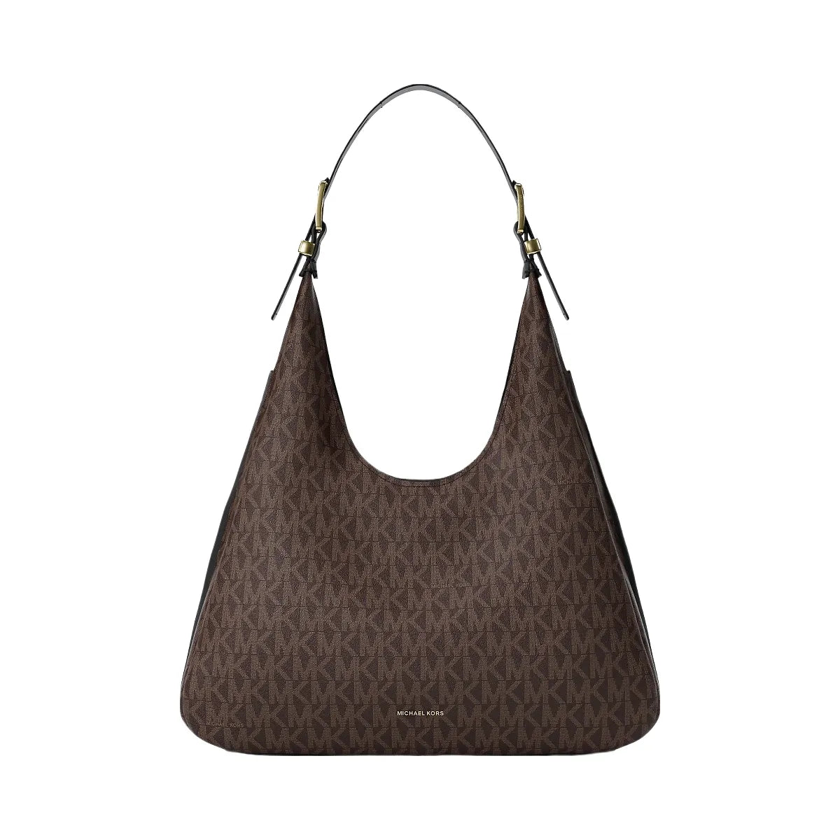 Michael Kors Nolita Large Signature Logo Shoulder Bag Brown-Blk