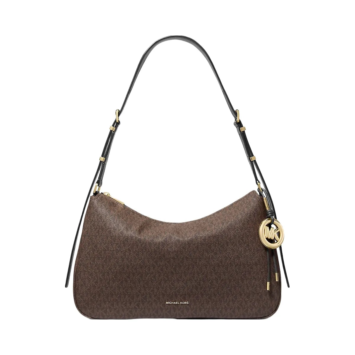 Michael Kors Nolita Medium Signature Logo Shoulder Bag Brown-Blk