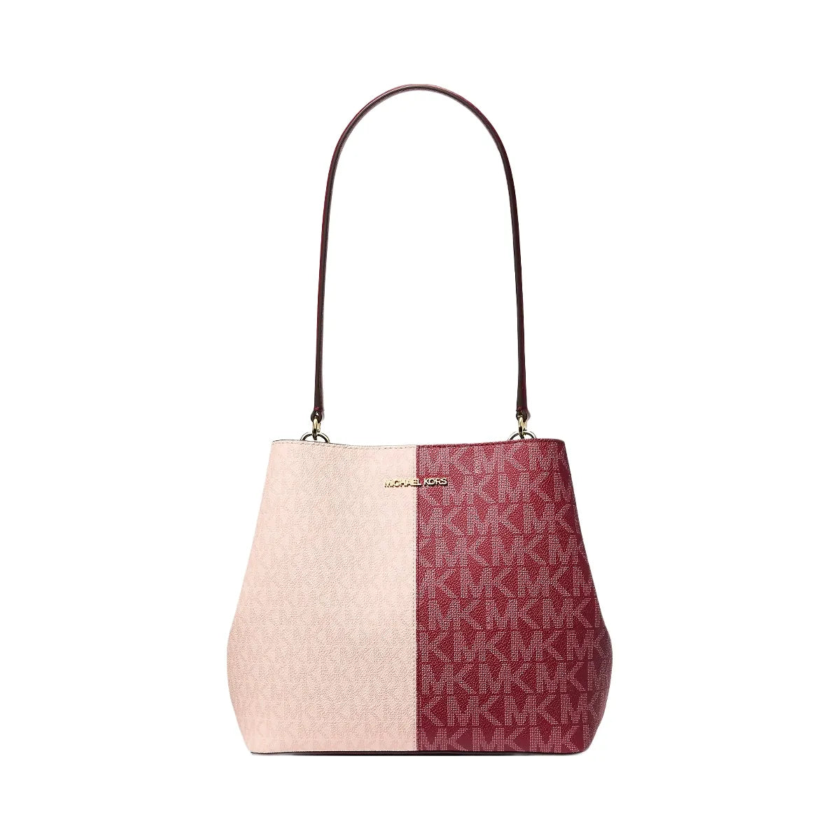 Michael Kors Pratt Medium Two-Tone Signature Logo Shoulder Bag Cherry Multi