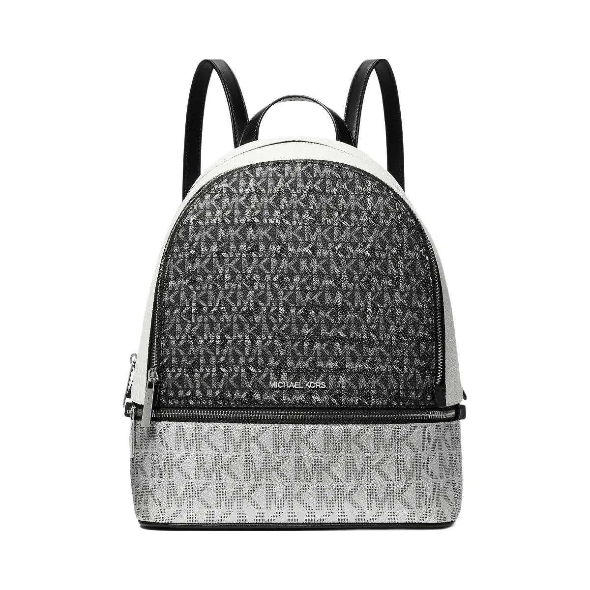Michael Kors Rhea Medium Metallic Signature Logo Backpack Black
