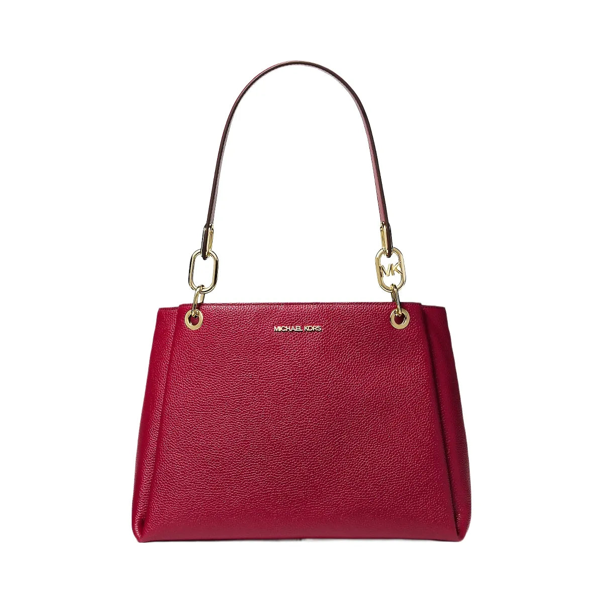 Michael Kors Trisha Large Pebbled Leather Shoulder Bag Cherry
