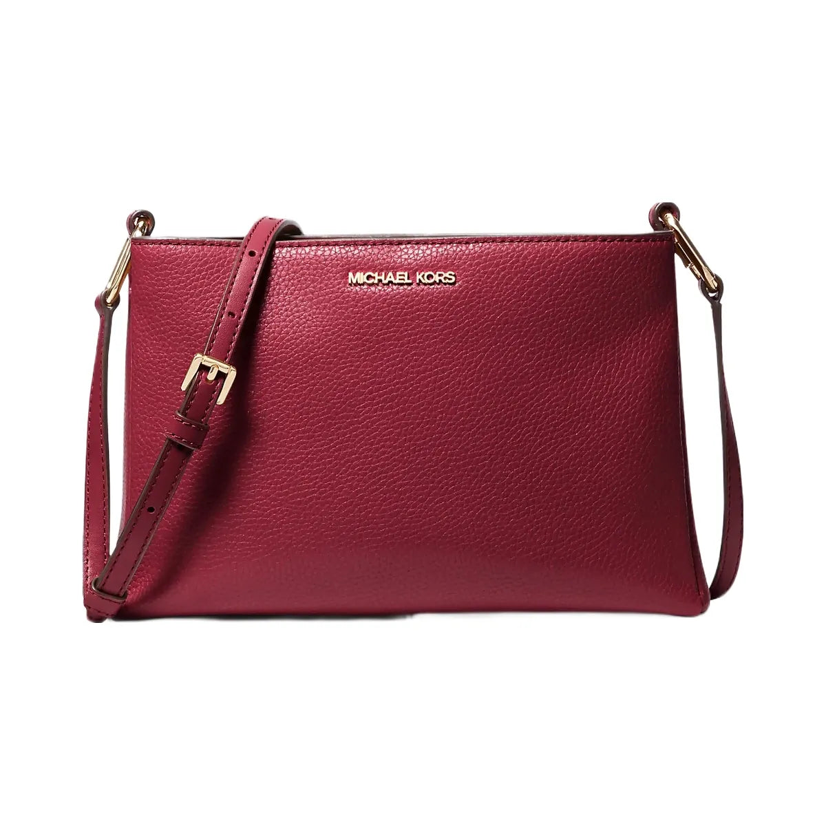 Michael Kors Trisha Medium Pebbled Leather Crossbody Bag Cherry
