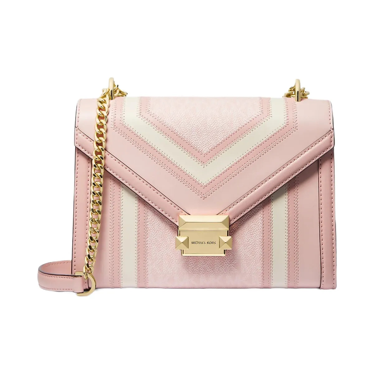 Michael Kors Whitney Medium Color-Block and Signature Logo Shoulder Bag Pwd Blsh Mlt