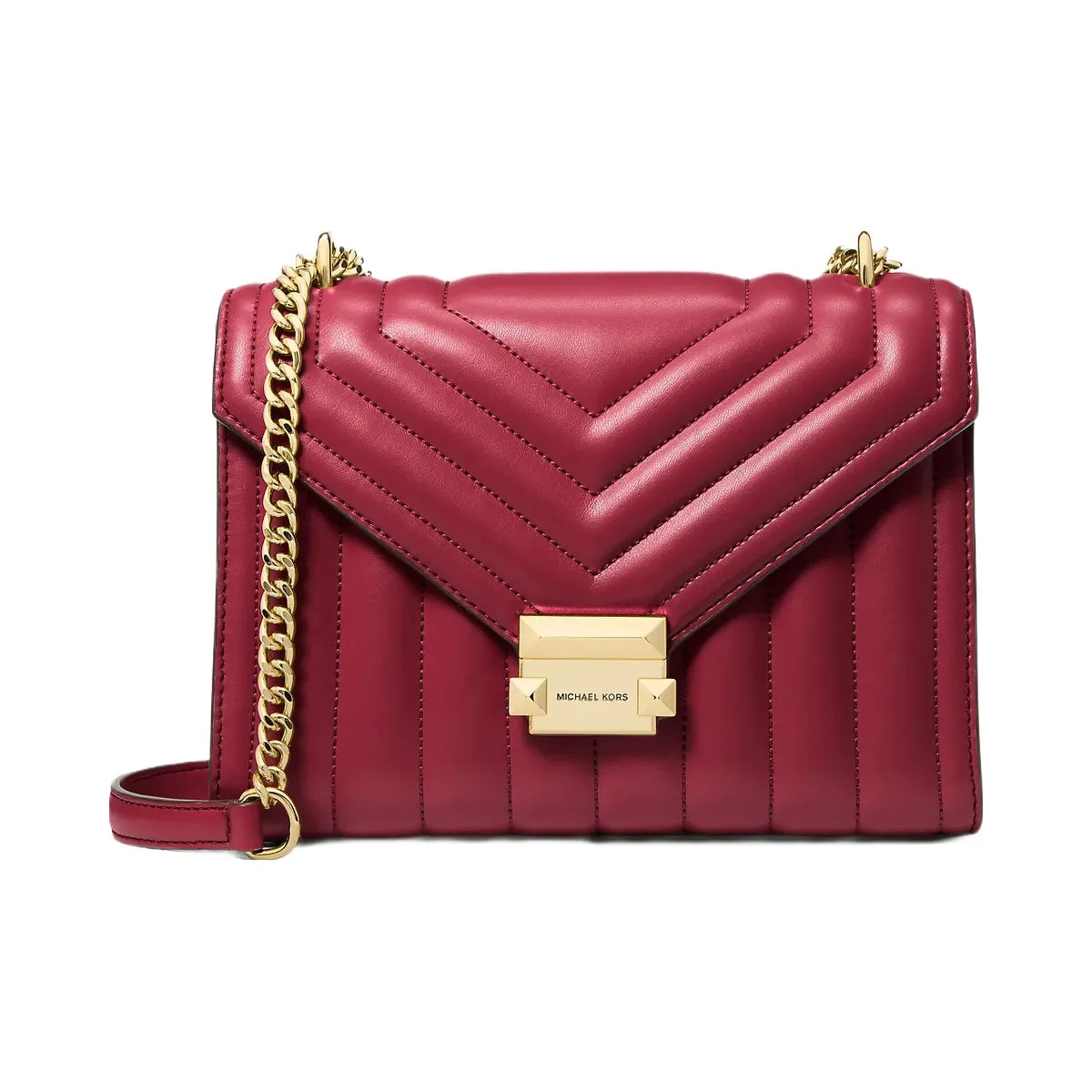Michael Kors Whitney Medium Quilted Shoulder Bag Cherry