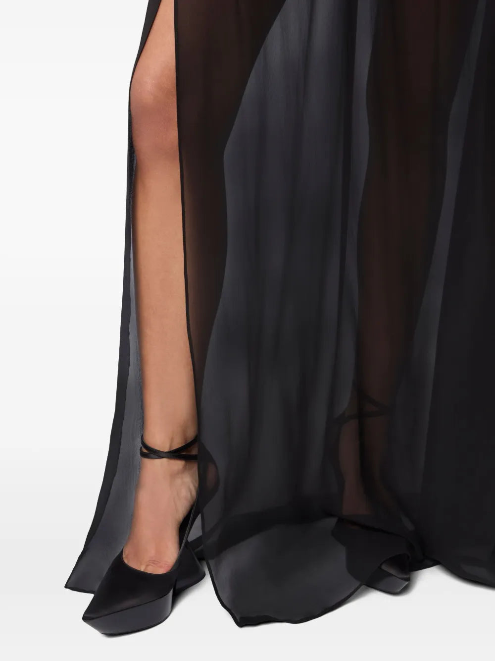 ruffled-bow silk maxi dress