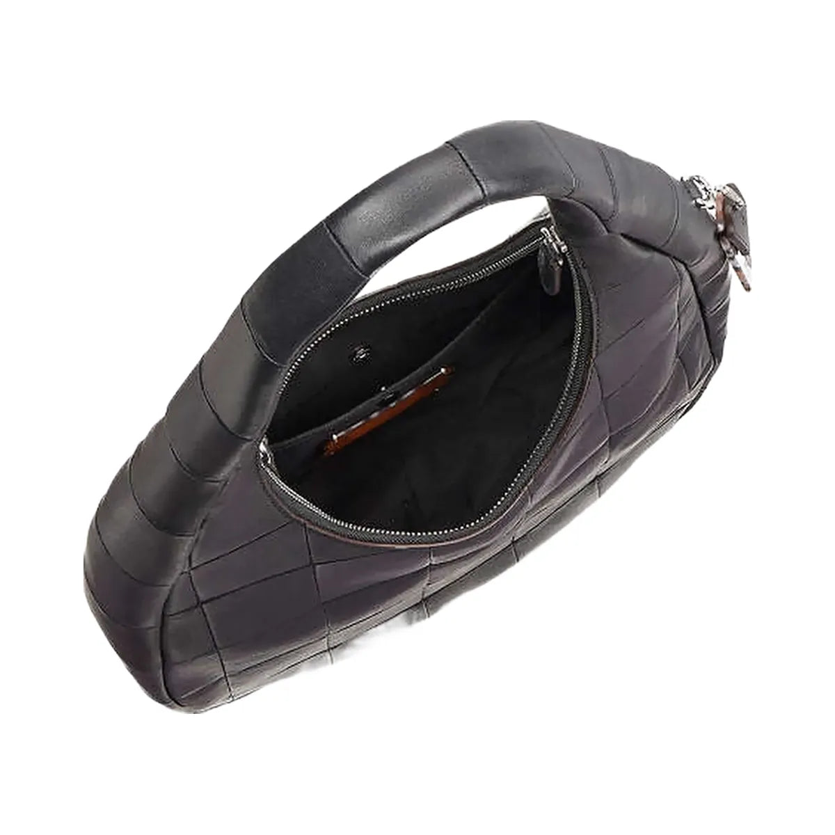 Coach Alter/Ego Crescent Shoulder Bag In Checkerboard Upcrafted Leather Black