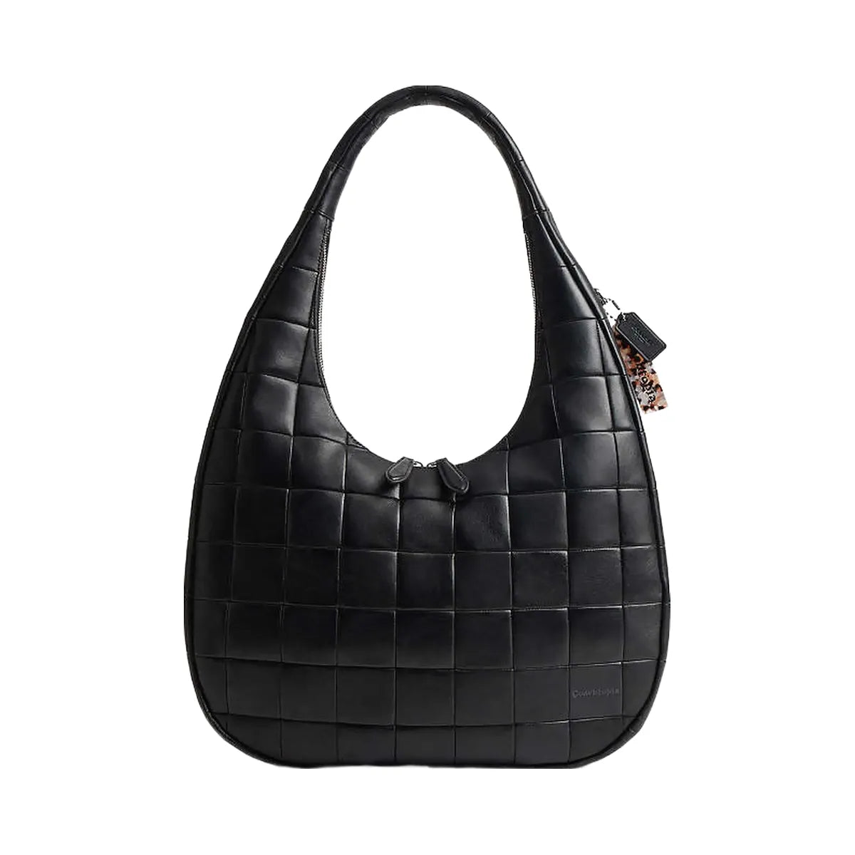 Coach Alter/Ego Large Crescent Shoulder Bag In Checkerboard Upcrafted Leather Black