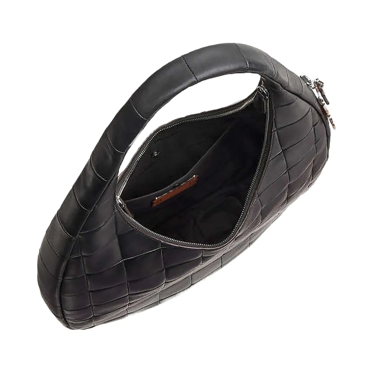 Coach Alter/Ego Large Crescent Shoulder Bag In Checkerboard Upcrafted Leather Black