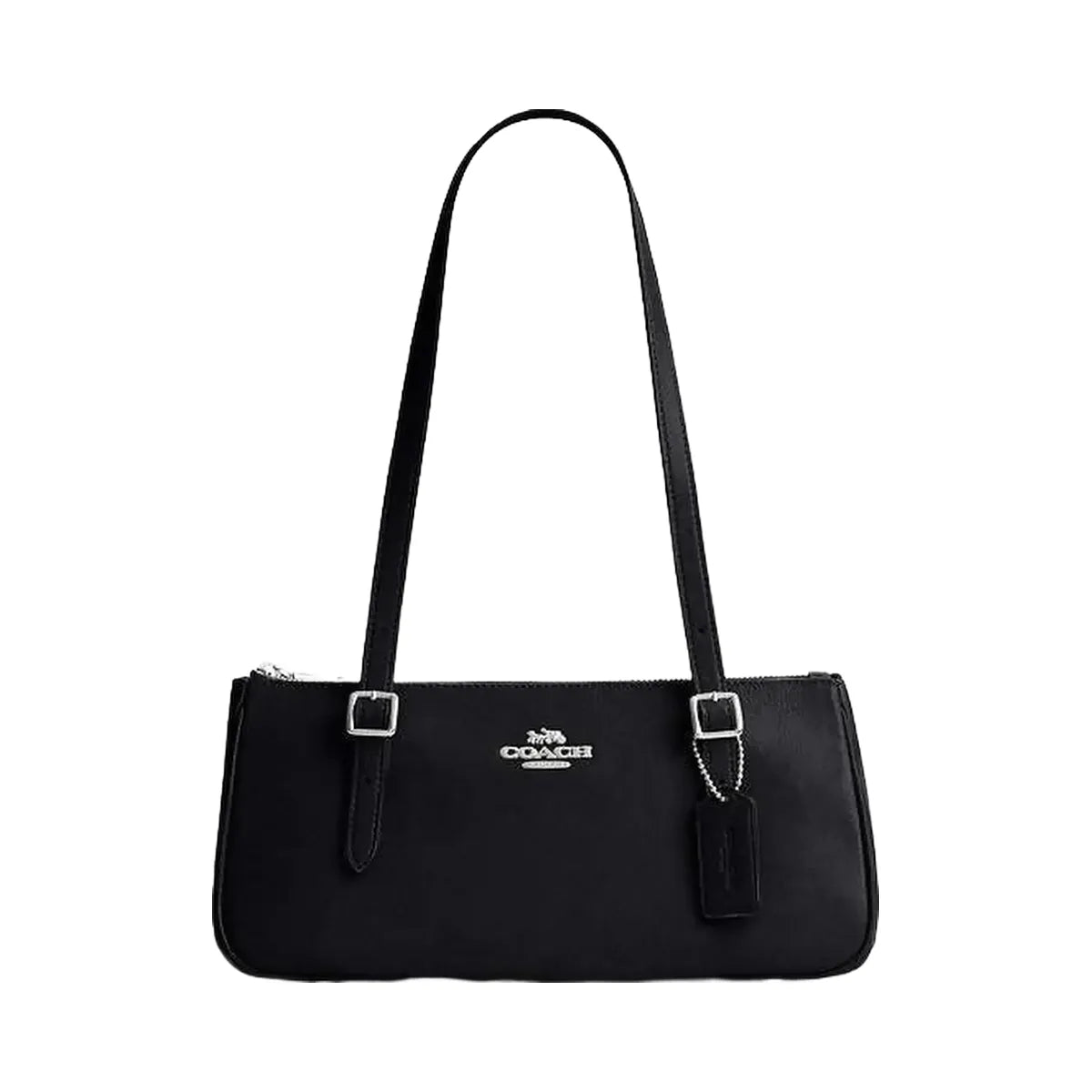 Coach Asher Shoulder Bag Glazed Leather-Silver-Black