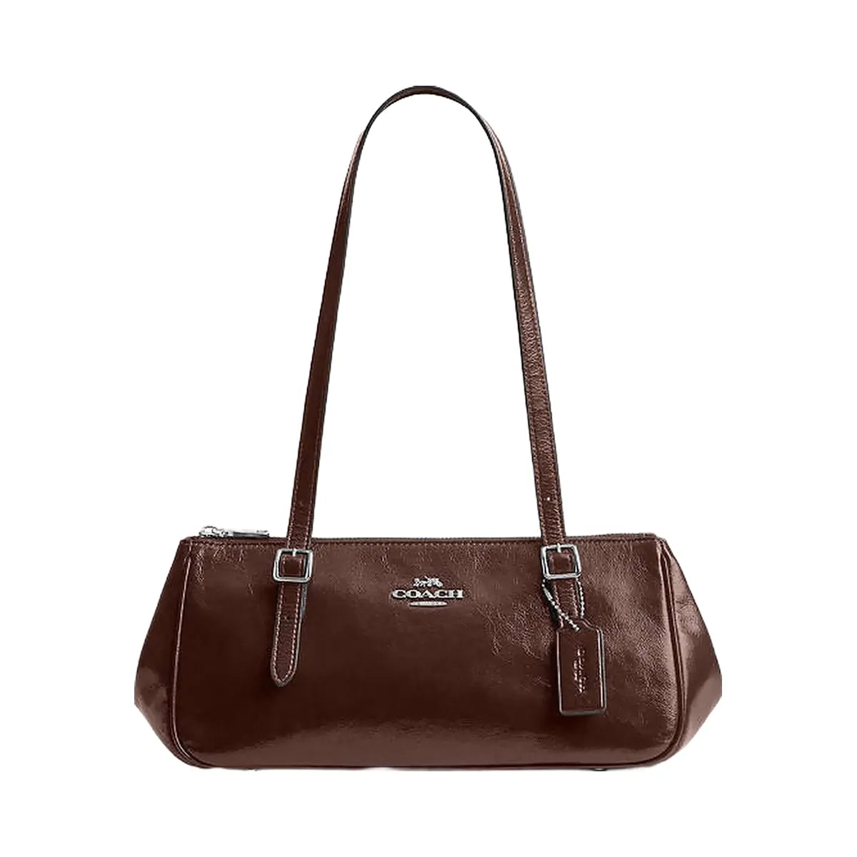 Coach Asher Shoulder Bag Glazed Leather-Silver-Maple