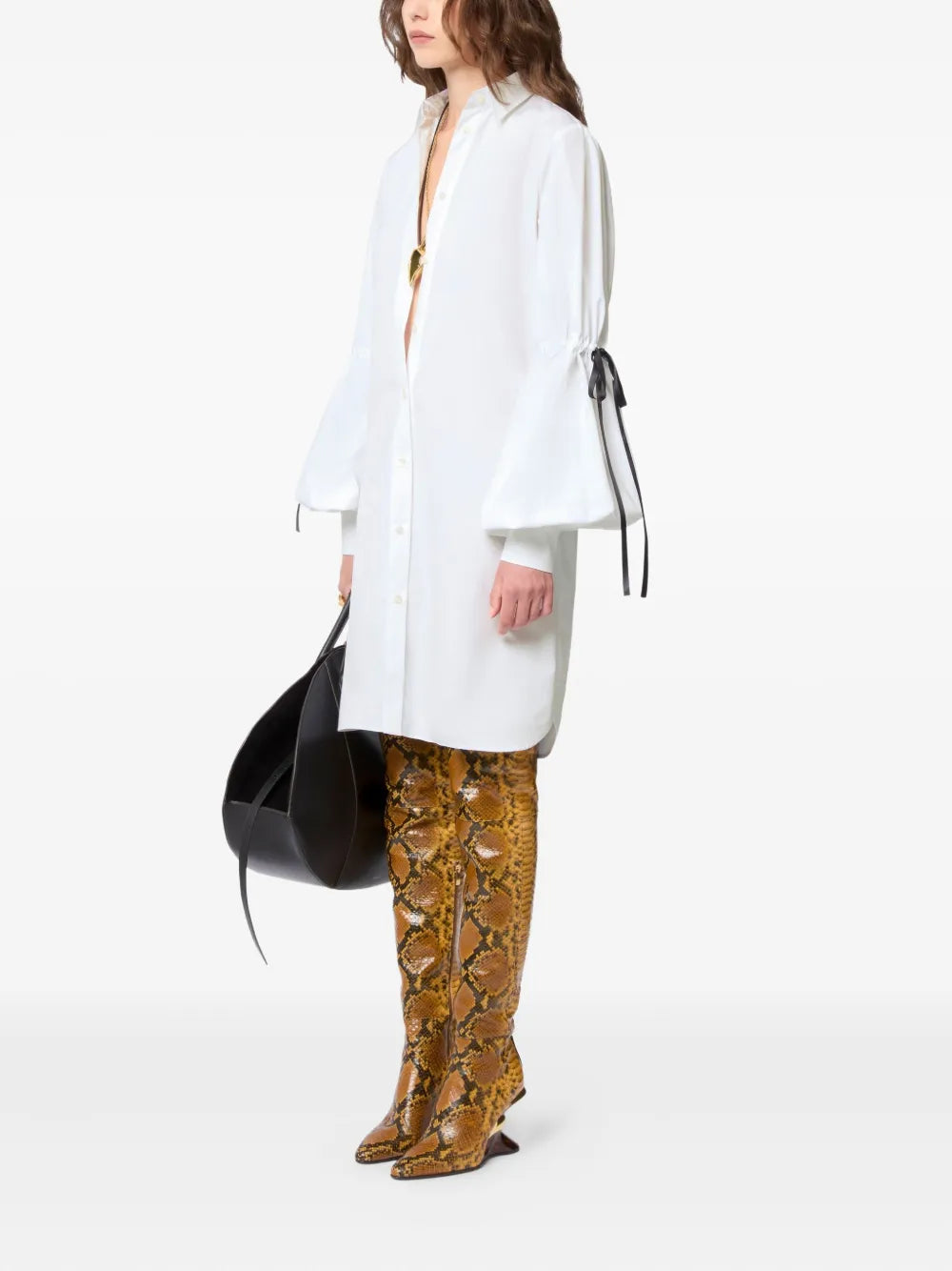 bow-detail shirt dress