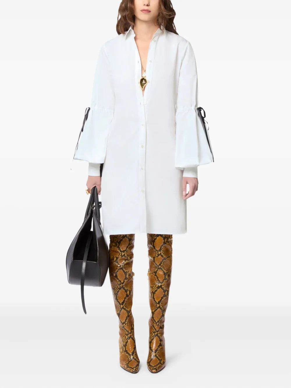 bow-detail shirt dress