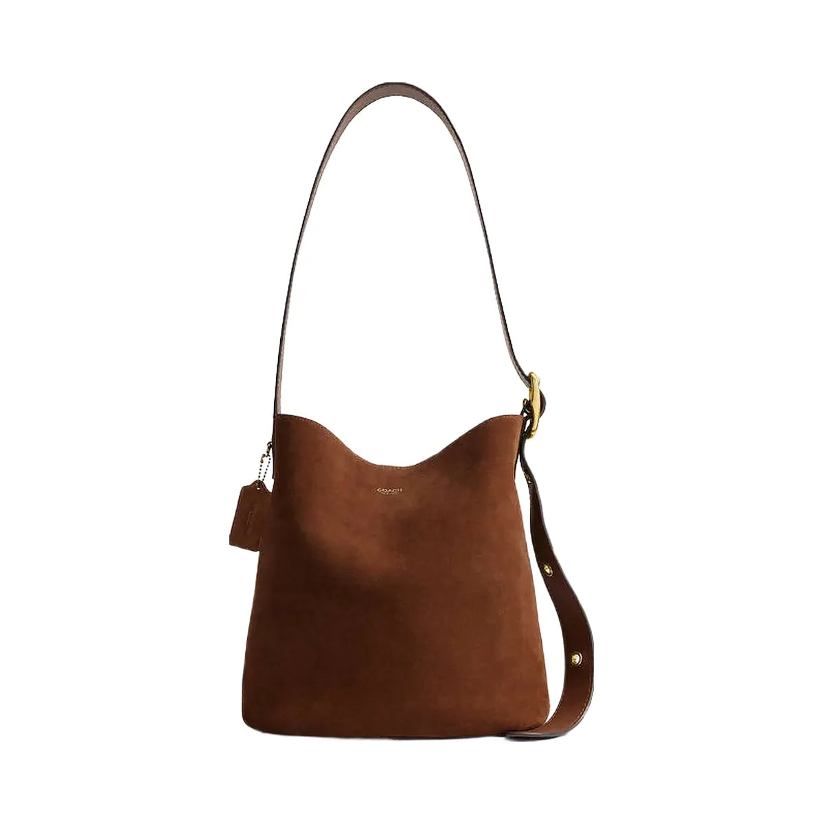 Coach Bleecker Bucket Bag Suede-Brass-Warm Brown