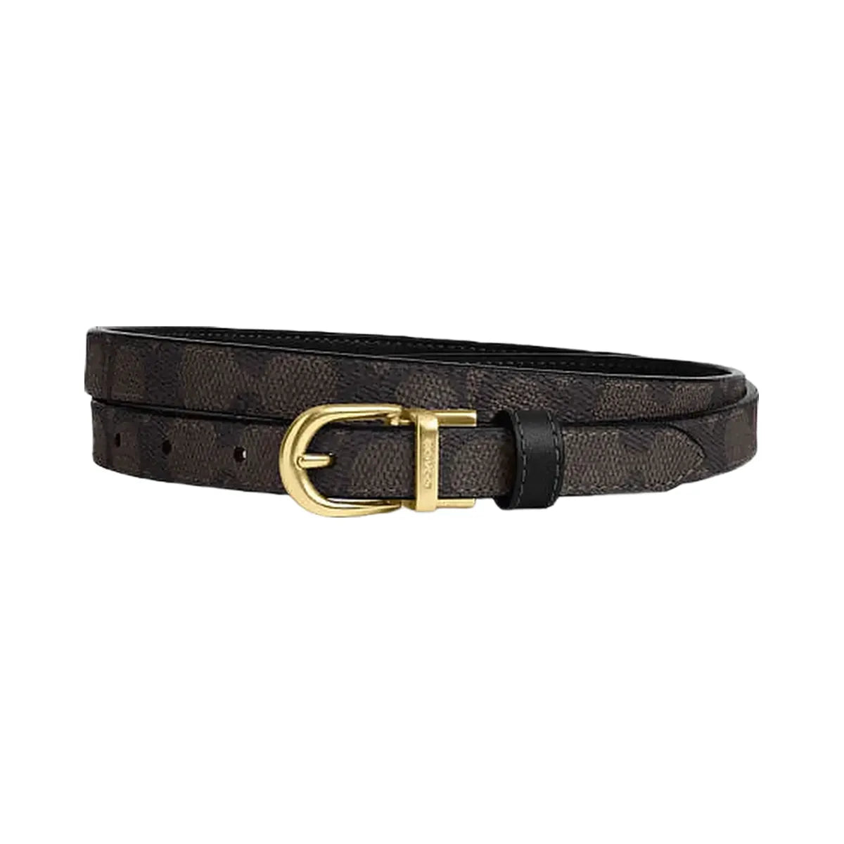 Coach Classic Buckle Cut To Size Reversible Belt, 18 Mm Signature Canvas-Gold-Walnut-Black