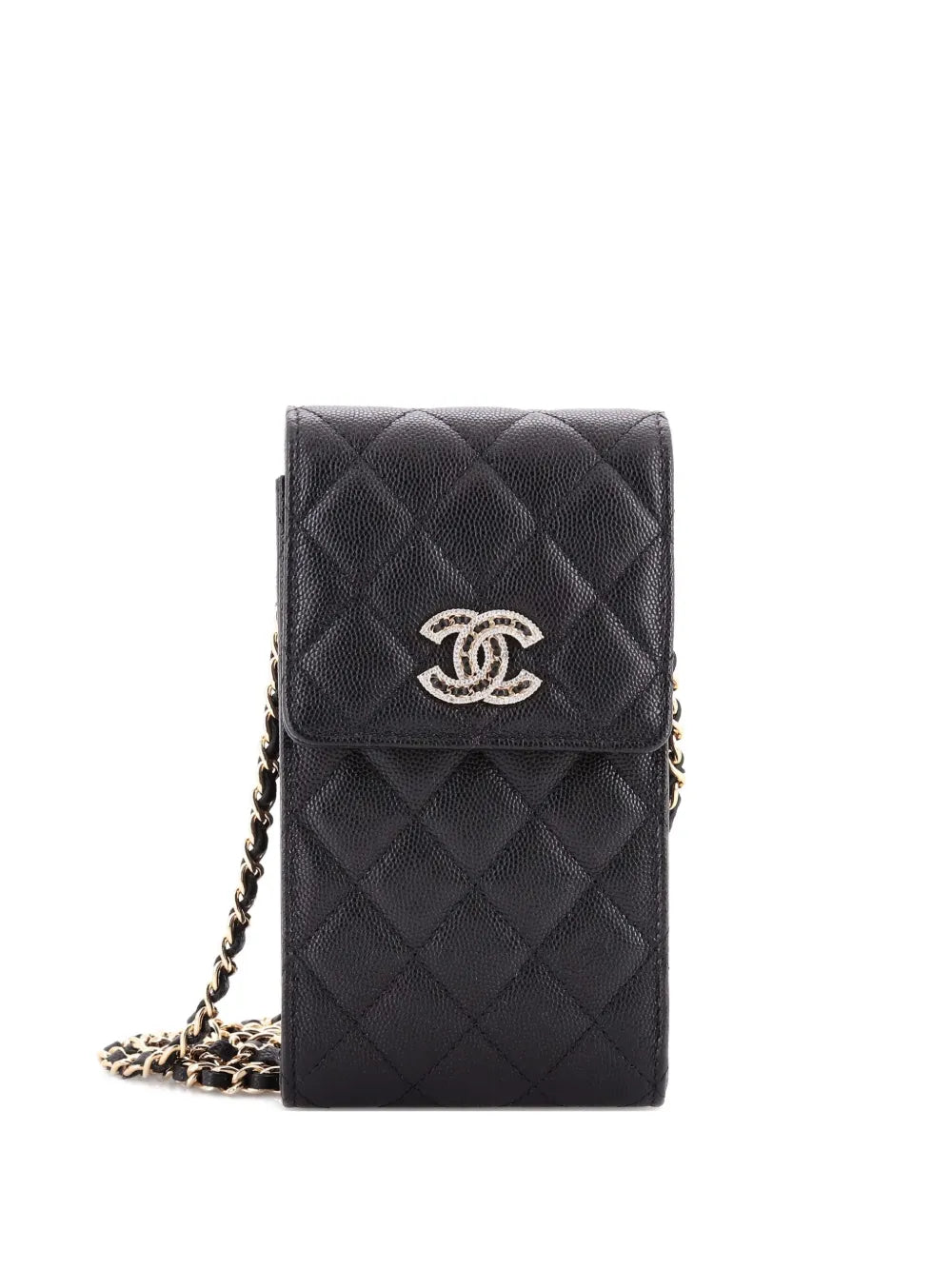 Embellished CC Flap Phone Holder Quilted Caviar Quilted Caviar crossbody bag