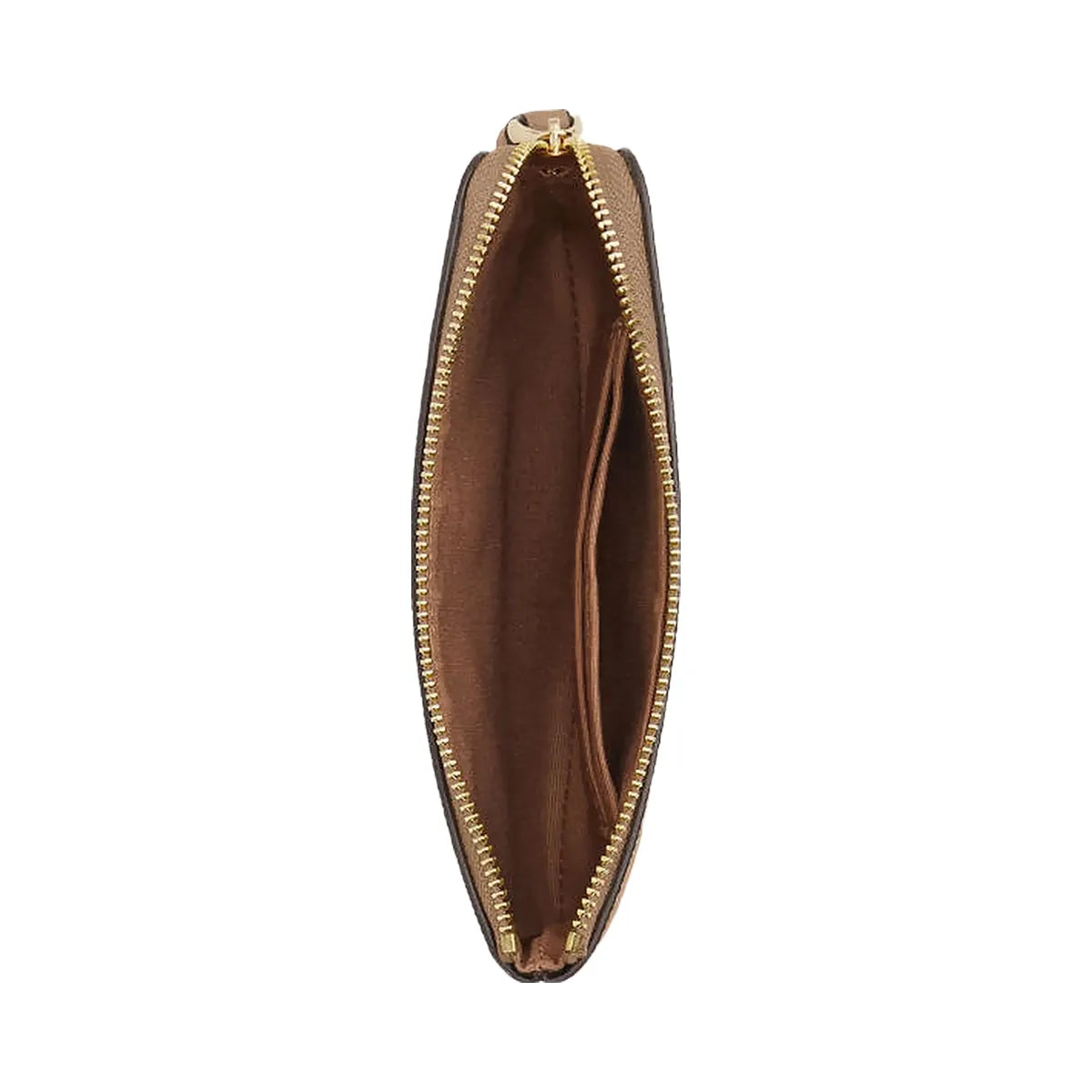 Coach Corner Zip Wristlet Crossgrain Leather-Gold-Taupe