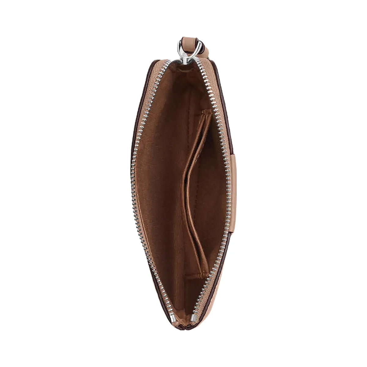 Coach Corner Zip Wristlet In Signature Canvas With Stripe Signature Canvas-Silver-Sand-Taupe