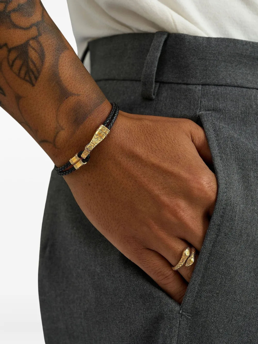 braided clasp leather bracelet