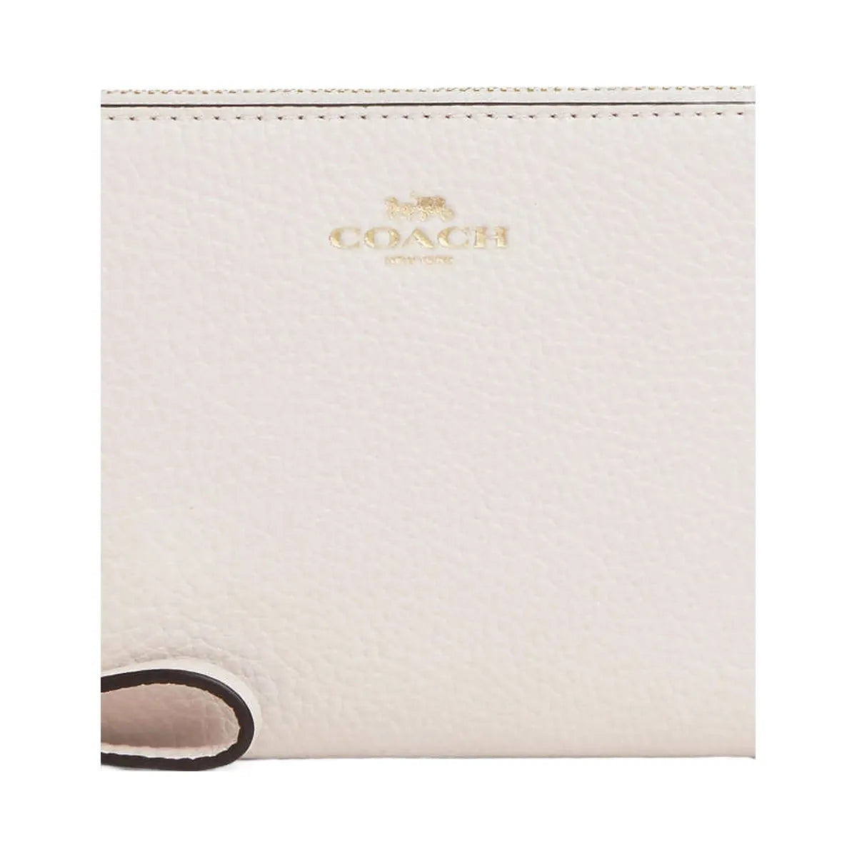 Coach Corner Zip Wristlet Pebbled Leather-Gold-Chalk