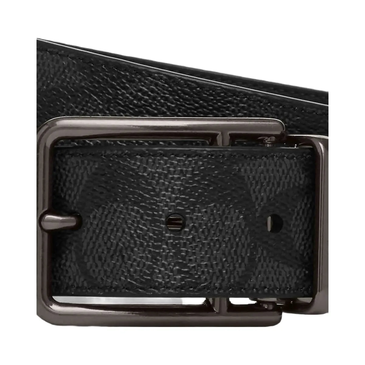 Coach Double Bar Buckle Cut To Size Reversible Belt, 38 Mm Gunmetal-Charcoal-Black