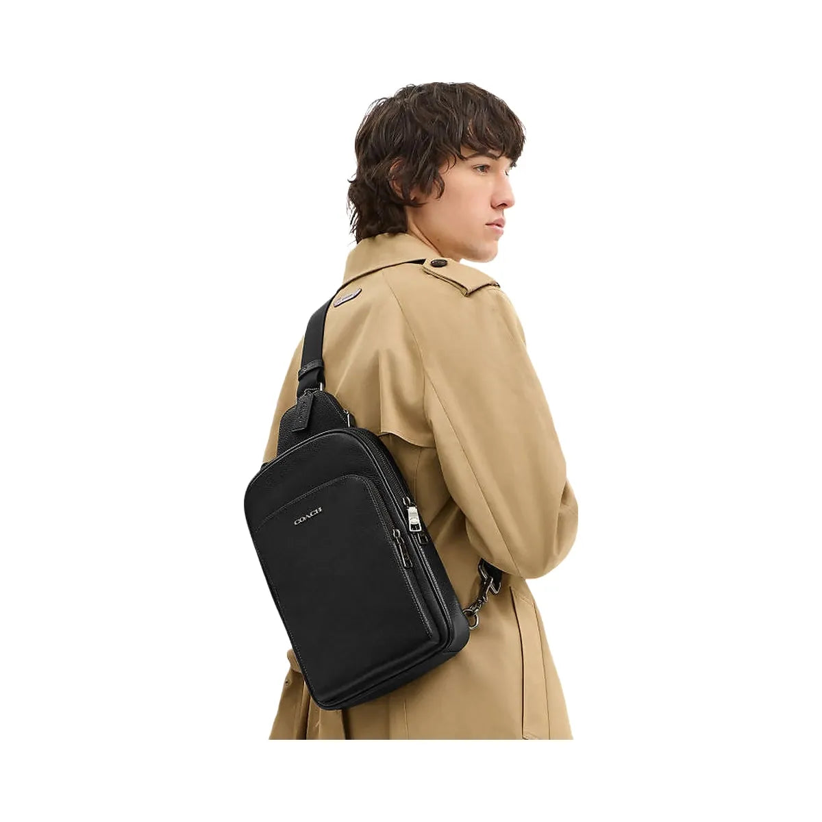 Coach Racer Sling Pack In Signature Canvas Signature Canvas-Qb-Tan-Black