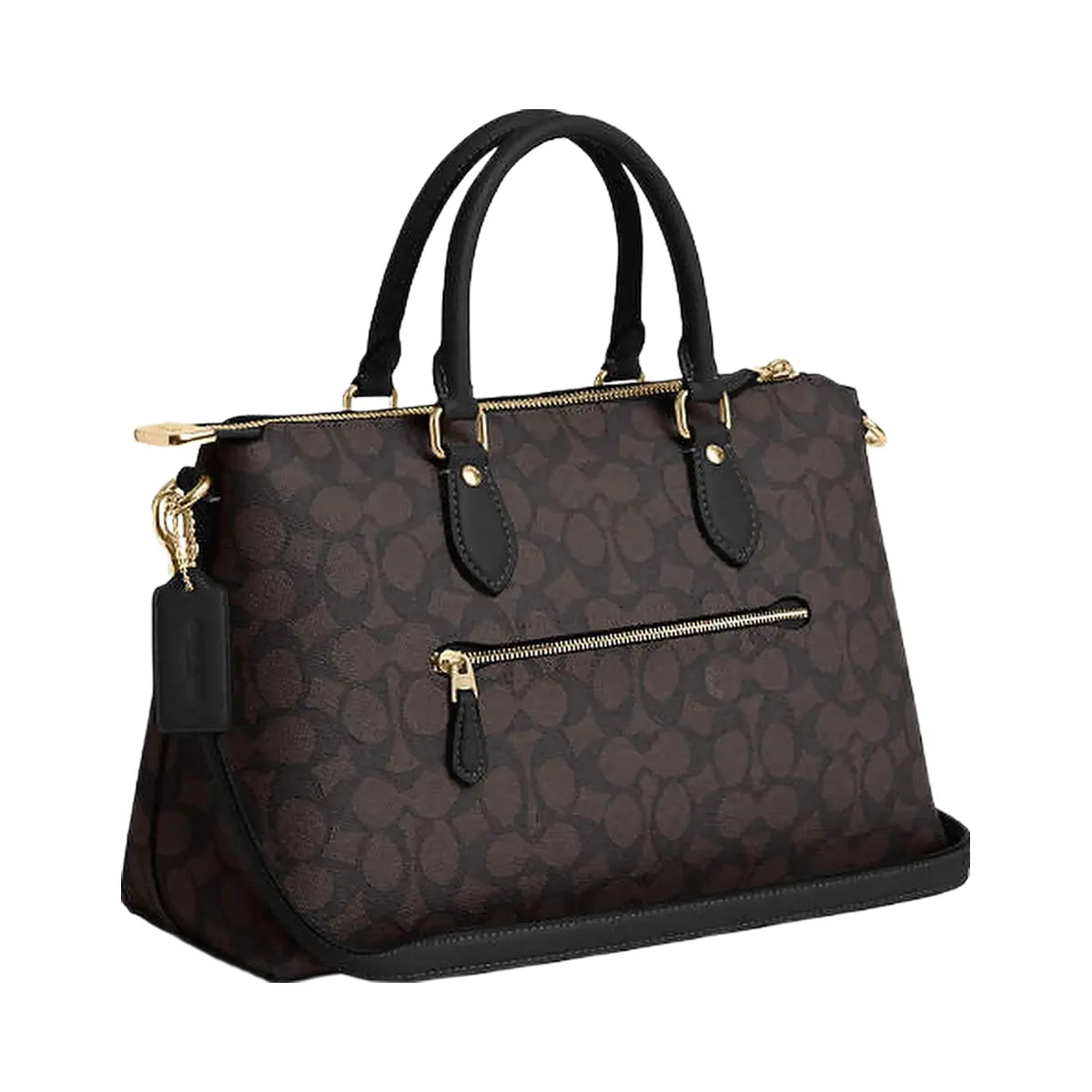 Coach Georgia Satchel Bag In Signature Canvas Signature Canvas-Gold-Walnut-Black