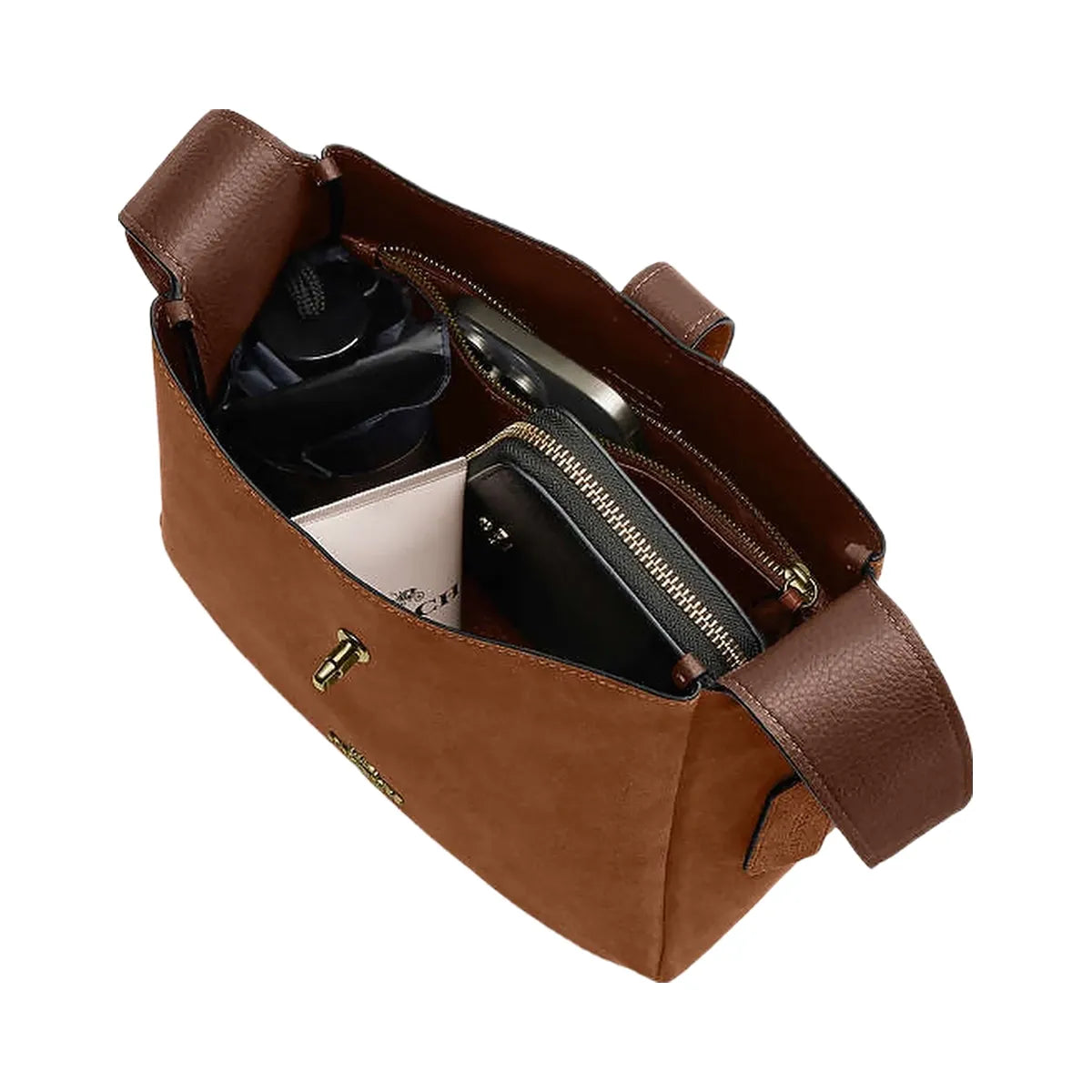 Coach Hadley Convertible Crossbody Bag Suede-Gold-Sienna